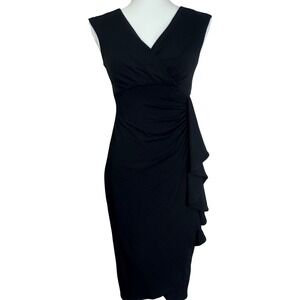 White House Black Market Women Size XS Elegant Faux Wrap‎ Sheath Ruffle Dress